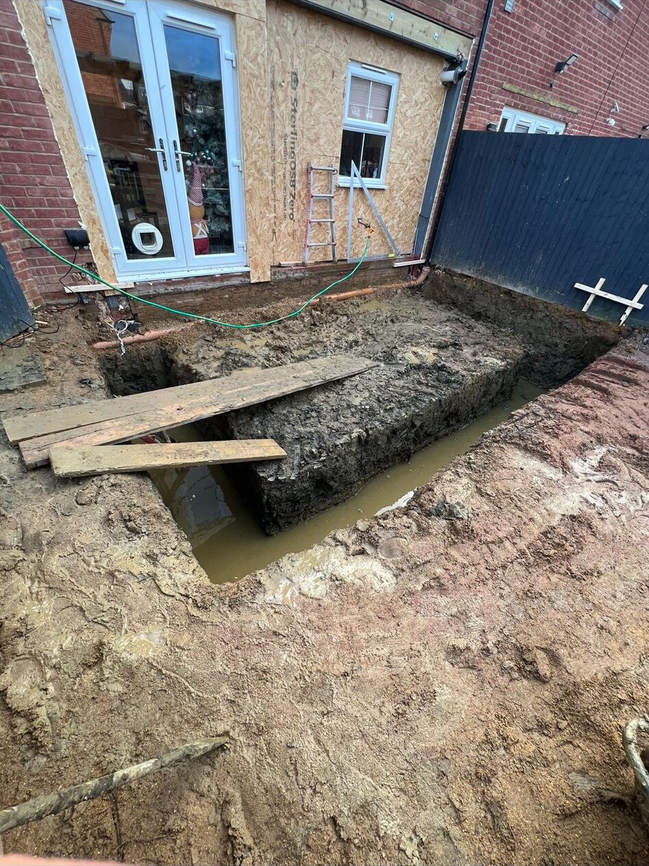 Extension footings dug and boarded