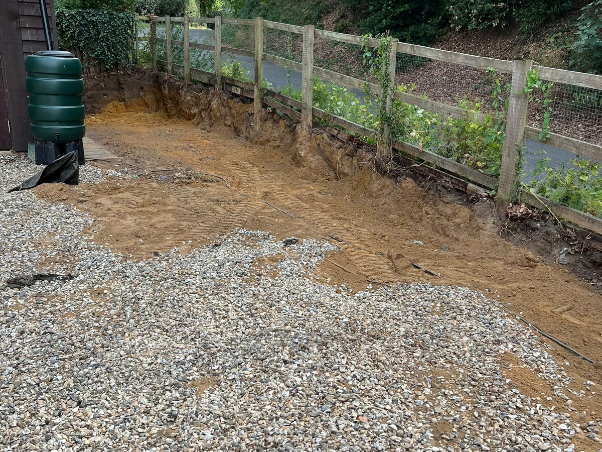 Same bank dug out and cleared along the fence line